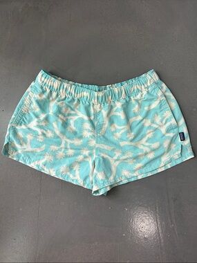 Patagonia Women’s Aqua and White Elastic-Waist Athletic Shorts
